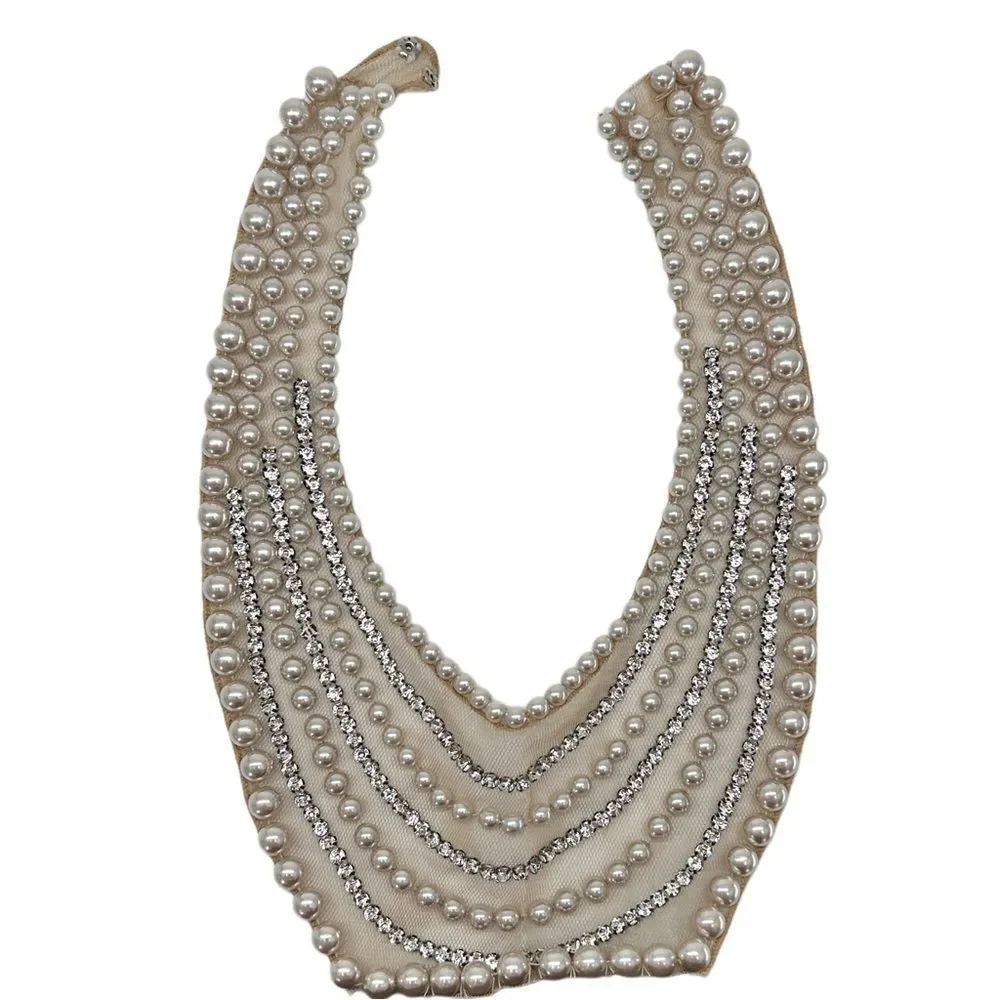 Aidan Mattox Midi Pearl Gem Collar Black Silk Dress Size 8 - Picture 5 of 13